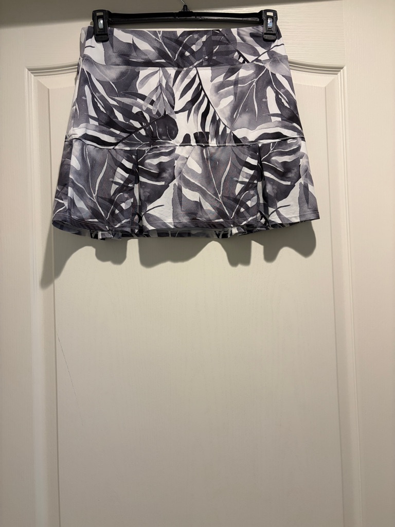 Reel Legends Gray White Leaf-Print A-Line Skirt